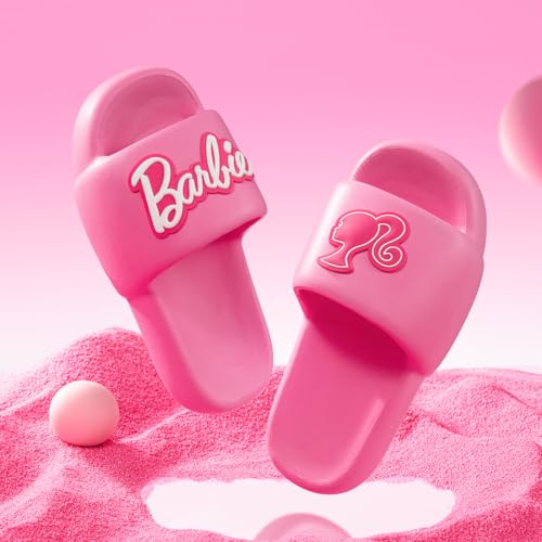 MINISO Barbie Collection Bath Slippers (35-36) - Kids' House Shoes, Girls' Bathroom Slippers, Pink Barbie Home Footwear3