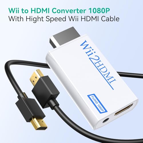 Image of GANA Wii to HDMI Converter 1080P Full HD, Wii HDMI Adapter with 3.5mm Audio & HDMI Output, Compatible with Wii /Wii U, HDTV, Monitor, Projector, Supports All Wii Display Modes