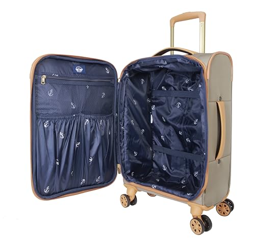 Image of Dockers Seahorse Softside Expandable 8-Wheel Spinner Travel Checked Luggage, 28-Inch, New British Khaki