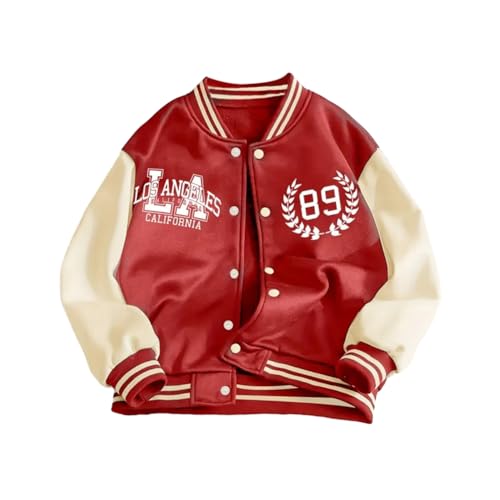 Kids Varsity Bomber Jacket Girls Baseball Jacket School Uniform Casual Sweatshirt Toddler-Big Kids 4-14Y