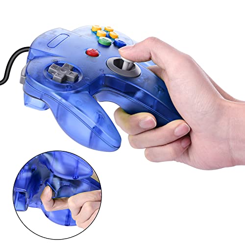 2 Pack USB Retro Controllers for N64 Gaming, miadore PC Classic N64 Game Pad Joypad for Windows PC MAC Raspberry Pi (Clear Blue& Red)