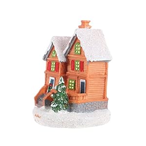 Christmas House Miniture Decoration Christmas Ornament Xmas Collectible Building Glow Decorations Festival Gift Christmas Adornment Stocking Stuffers Small Resin Desktop