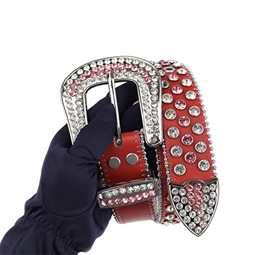 Wvapzxx Western Rhinestones Belt Genuine Leather Cowboy Cowgirl Crystal Studded Belt Women Men For Jeans4