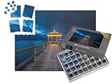 puzzleYOU: SMART Sorted® | Puzzle 1000 Teile leicht gemacht „Mit Schnee bestäubter Fischersteg am Bodensee in Bregenz“ – aus der Puzzle-Kollektion Landschaft