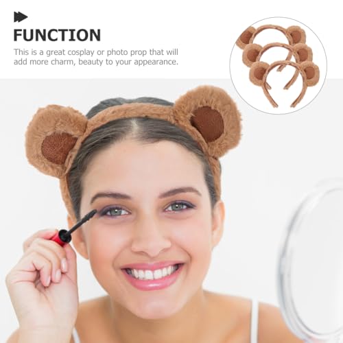 Garneck Bärenohren-Stirnband: 3 Stück Bärenohren-Stirnband Plüschtierohren- Kopfbedeckung Haarband Für Erwachsene Kinder Halloween Weihnachtsfeier Cosplay Kostüm