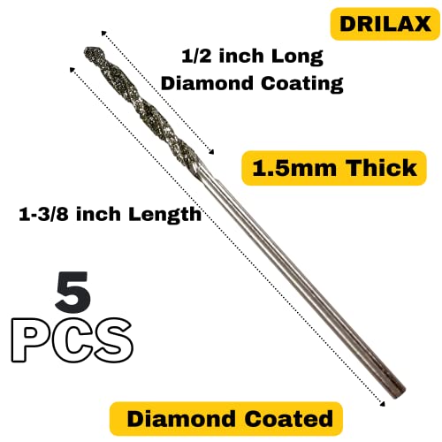 Drilax 24-Piece Diamond Drill Bit Set (1mm, 1.5mm, 2mm, 2.5mm) Compatible with Dremel Rotary Tools, Includes 4 Collets - Image 4