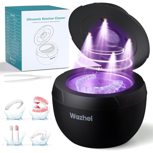 Ultrasonic Retainer Cleaner Machine, 45kHz Cleaner & 4 Modes, Black