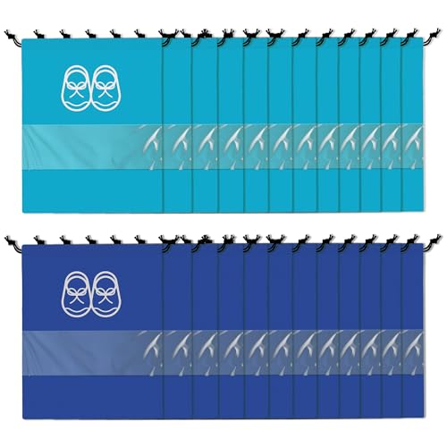 Image of Heart Home Pack of 24 Travel Shoe Organizer | Storage Bags | Travel Carrying Bag | Storage Organizers Set | Shoe Cover with Transparent Window | Shoe Dori Cover | Sky & Royal Blue