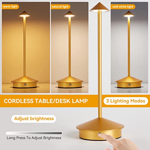 Luubeibei Led Cordless Table Lamp Rechargeable Portable Desk Lamp With Touch Control 3 Colors Stepless Dimming Night Light For Home Café Restaurant Hotel Bar Camping Reading #TOP3
