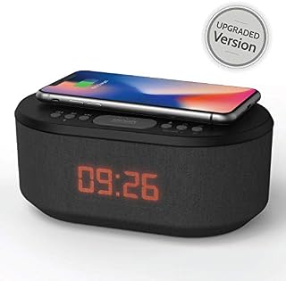 Bedside Radio Alarm Clock with USB Charger, Bluetooth Speaker, QI Wireless Charging, Dual