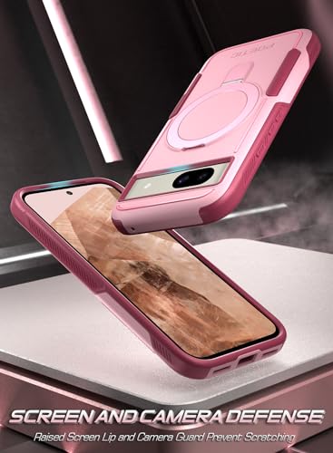 Coque Pixel 8A rose antichoc robuste double couche anneau magnétique - 7