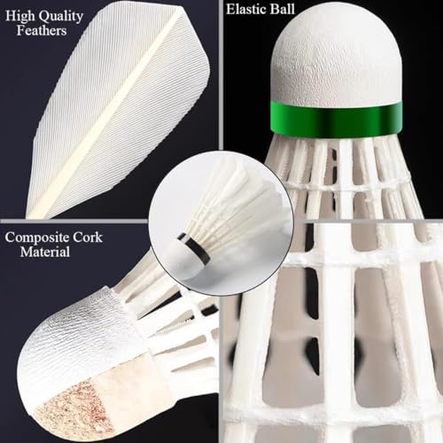ECVV Shuttlecocks Goose Feather Badminton - Durable and Stable High Speed Shuttlecock Birdie Balls Set for Professional Training Or Family Outdoor Sports | 3 Pack |
