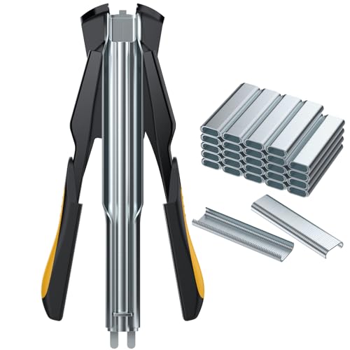 Proster Agrafeuse Manuelle C-type avec 2500 Agrafes Galvanisées – Pince Métallique de Clôture avec Poignée TRP Ergonomique – Outil de Fixation pour...