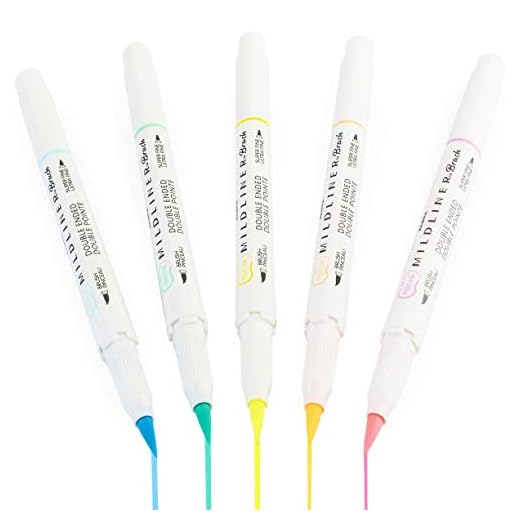 Zebra Mildliner Brush - Rotulador con punta de pincel y rotulador, doble punta, fluorescente, juego de 5 en cartera
