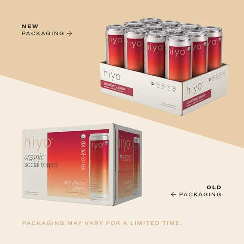 Image of Hiyo Organic Social Tonic - Strawberry Guava, 12 Pack - N.A. Functional Seltzer, Sparkling Water Crafted with Organic Adaptogens, Nootropics & Botanicals