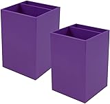 JAM PAPER Plastic Pen Holders - Purple Desktop Pencil Cups - 2/Pack