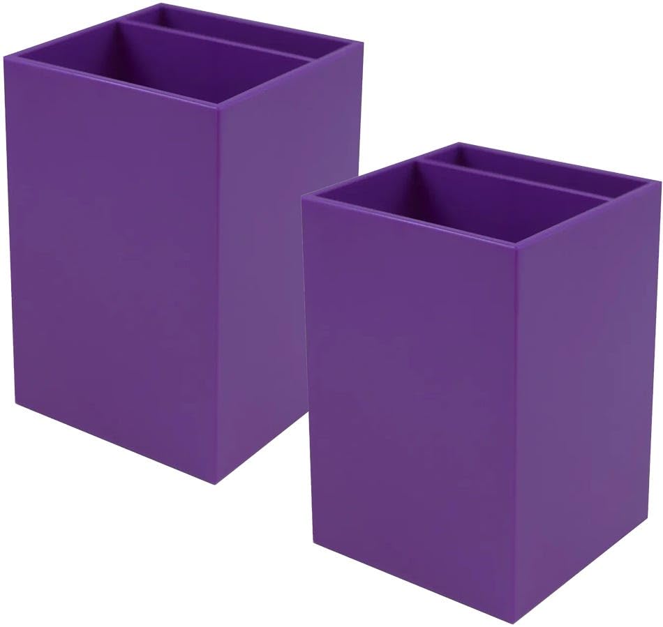 Image of JAM PAPER Plastic Pen Holders - Purple Desktop Pencil Cups - 2 /Pack
