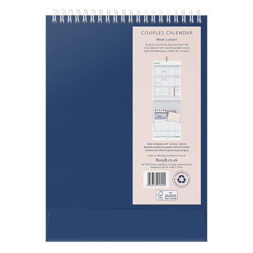 Busy B 2026 Wall Calendar for Couples- Birds Slim Design with Dual Schedules, Monthly Pockets & Stickers Hanging Calendar for Shared Planning, Birthdays & Important Dates - Jan to Dec - Image 5