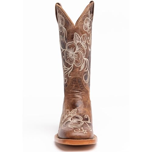 STALOV Cowboy Boots for Women Embroidered Mid Calf Chunky Pull-On Fashion Cowgirl Boot2