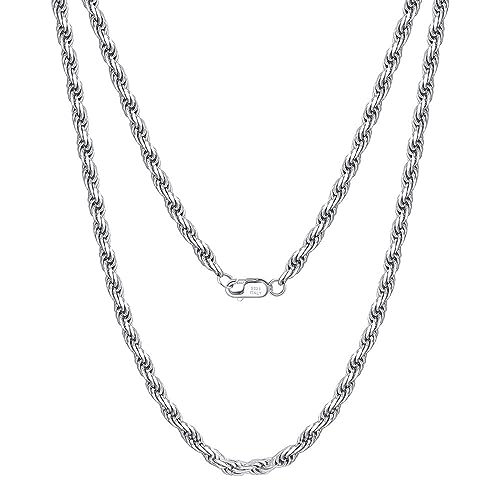 Collier en argent sterling pour hommes et femmes avec chaîne de corde 3,3 mm charms