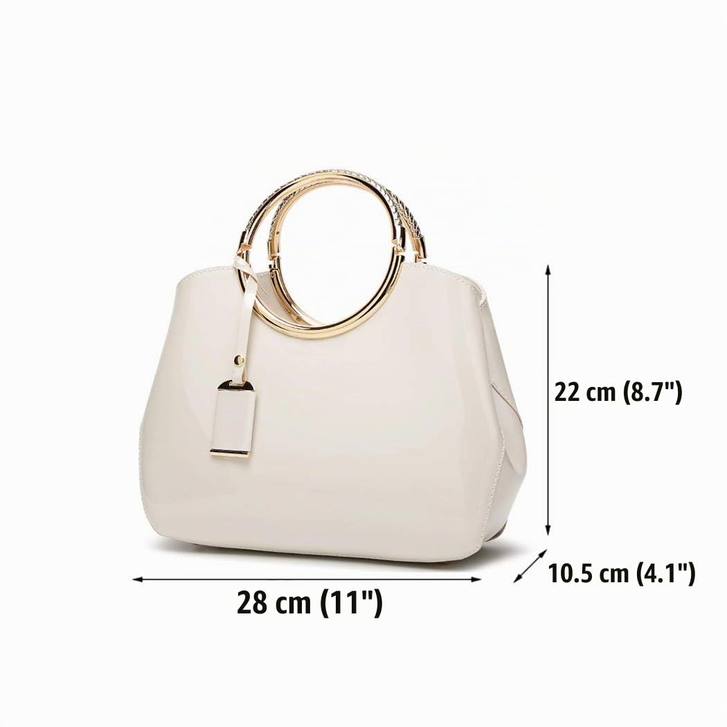 AINUOEY Mujer Bolsos de Mano Casual Bandolera Marca Mediano Totes Antirrobo Hombro Italianos PU Cuero 76609 1 Piezas Piszkosfehér