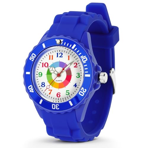 OSDUE Reloj de Aprendizaje para Niños, Impermeable 30 M Fácil de Leer Relojes de Pulsera con Correa Suave, Reloj de Pulsera Analógico para Niños Niñas Regalo de Cumpleaños Partir Esfera Colorida Azul OSDUE Reloj de Aprendizaje para Niños, Impermeable 30 M Fácil de Leer Relojes de Pulsera con Correa Suave, Reloj de Pulsera Analógico para Niños Niñas Regalo de Cumpleaños Partir Esfera Colorida Azul