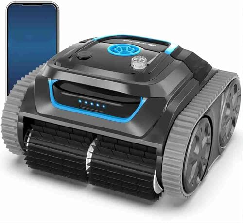 Aspiradora robótica inalámbrica para piscinas con control por aplicación, autonomía de 200 min, planificación inteligente de rutas, capacidad de trepar paredes, ideal para piscinas enterradas de