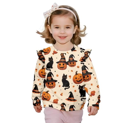 Girls Crewneck Sweatshirt Kids Sweatshirts Casual Toddler Pullover Sweatshirt with Ruffle Sleeves Long Sleeve Tops3