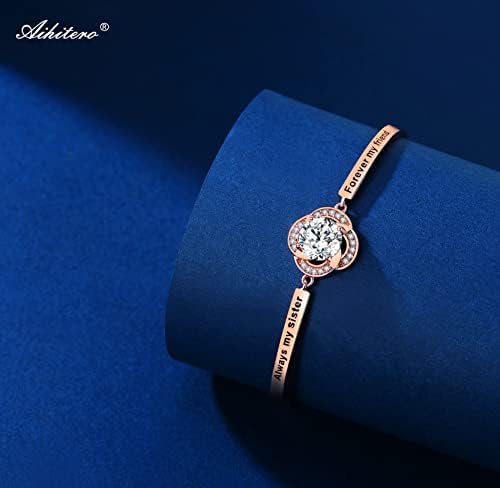 Mother's Day ‘Badass Sister’ Gift, ‘Always My Sister Forever My Friend’ Bangle Bracelet, ‘Not Sisters by Blood But Sisters by Heart’ Women Jewelry Present from Brother BFF3