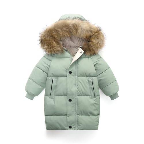 Girls Boys Winter Down Jacket Outerwear Hooded Down Coat Thicken Warm Mid Long Puffer Jacket with Furry Trimmed Hood2