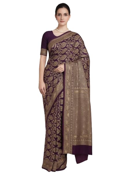 Handloom Cotton Silk Dhakai Jamdani Saree, Traditional Bengali Weave, Purple and Gold, Ethnic Wear-picture-40