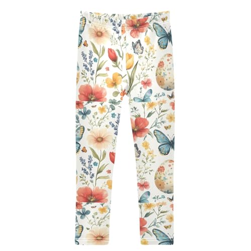 Boccsty Charming Flower and Butterflies Girls Leggings Kids Yoga Pants Dance Active Tights 4T