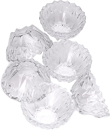 Image of AFAST Multi-Purpose Tableware Snack /Veritable Serving Bowl Set of 6, Glass, Clear, Round (BowlT-H6)