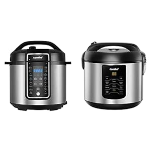 COMFEE’ 6 Quart Pressure Cooker 12-in-1, One Touch Kick-Start Slow Cooker & Rice Cooker, 6-in-1 Stainless Steel Multi Cooker, 2 QT, 8 Cups Cooked(4 Cups Uncooked), Brown Rice, 6 One-Touch Programs