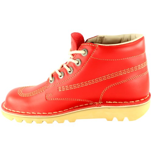 Kickers Mens Kick Hi Leather Classic Oxfords Office Work Boots Shoes - Red - 11.54
