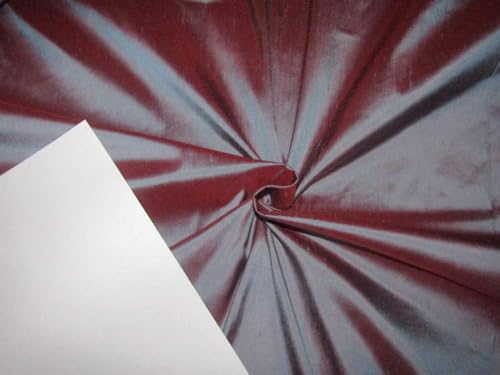 Tissu Dupioni soie sauvage bleu rouge au metre largeur 137 cm