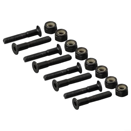 Medium Carbon Steel Skateboard Accessories, 16Pcs Replacement Screws+Nuts(Black M5×28mm)