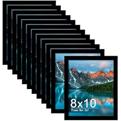 Picrit 8x10 Picture Frame Set of 12, Modern Gallery Wall Frames, Black | Fits 5x7 With Mat or 8x10 Without Mat, Shatterproof Cover, Horizontal or Vertical Wall Mounting, Tabletop, Photo Collage