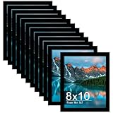 Picrit 8x10 Picture Frame Set of 12, Display 5x7 with Mat or 8x10 without Mat, Photo Frames for Wall Mounting or Table Top Display, Black