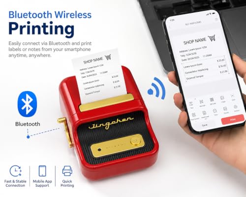 Image of B21 Wireless Thermal Label Printer, 2 Inch Bluetooth Portable Label Maker with App Control, Inkless Sticker Printer for Barcode, QR Code, Shipping, Price, Address & Organization Labels