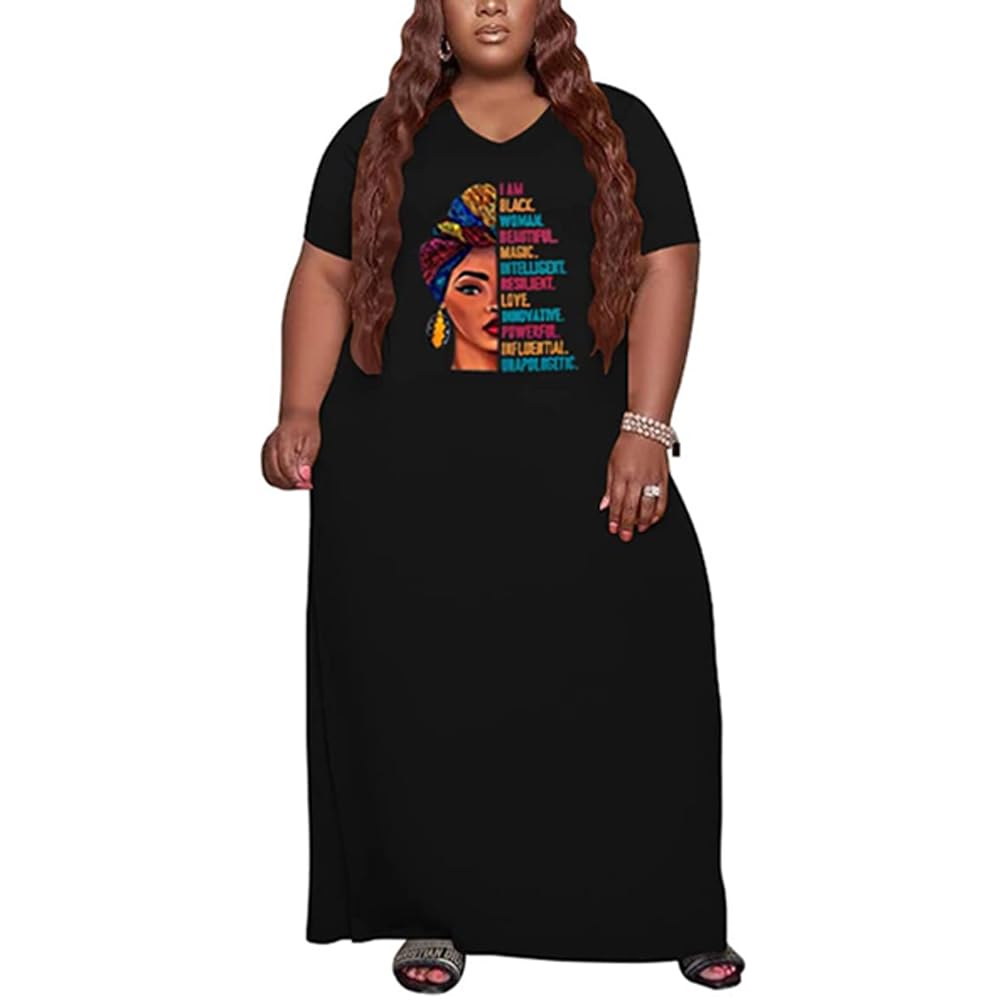 YeGine Oversize Tshirt Dress Plus Size Short Sleeve Maxi Dress with Pockets