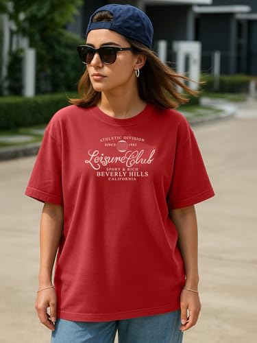 Image of Women's Printed Oversized T-Shirt with Half Sleeves and Round Neck, Soft Spun Fabric for Casual Wear (Size - S-2XL)