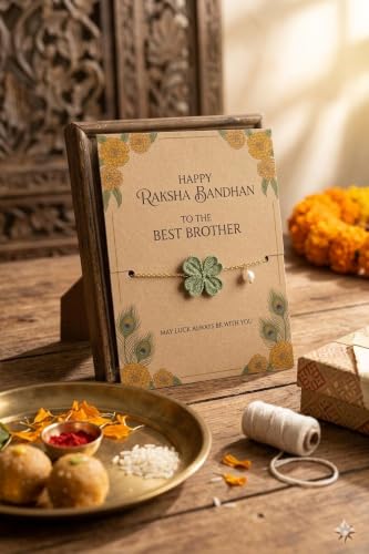 Image of Handmade Crochet Floral Rakhi Set | Cotton Thread Bracelet with Pearl Accent | Designer Raksha Bandhan Gift Combo (Pack of 2)