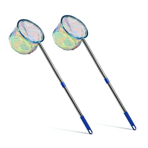Children's Fishing Net 2-Piece Set Heavy-Duty Landing Net Stainless Steel Handle Children's Fishing Net for Catching and Releasing Fish, Shrimp, and Frogs