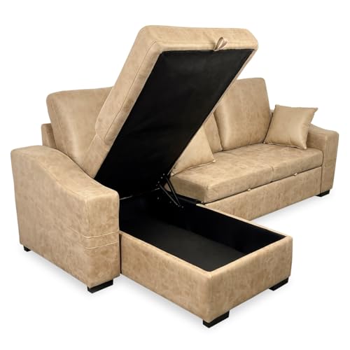 amuéblate online Sofá Cama con Chaise Longue Reversible y Arcón d...