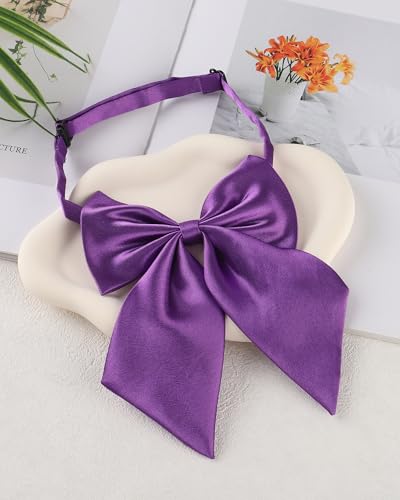 Image of AWAYTR Ladies Adjustable Pre tied Bowtie - Solid Color Bow Ties for Women