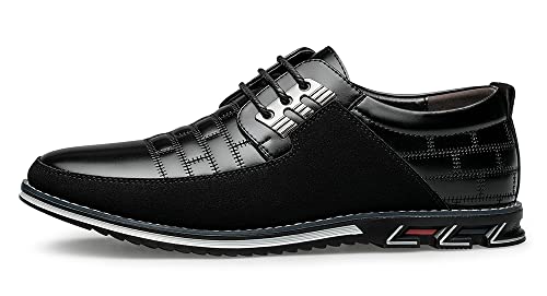 Men's Dress Shoes Wide Width, Comfort Dress Sneakers Men Fashion Business Casual Oxford Shoes Soft Loafers Derby Shoe for Office Working Driving Walking Black, 11 Wide2