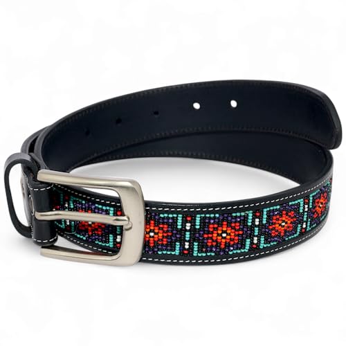 Leather Beaded Belt 1.5 Inch Wide, Western Gift for Birthdays & Special Occasion2
