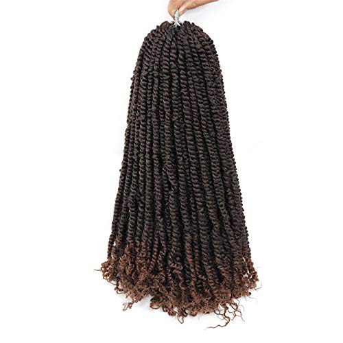 Ago 7 Packs Pre-Looped Passion Twist Hair For Braids 16 Root/Pack 18inch Long Water Wave Pre-Twisted Passion Twist Locs Crochet Braiding Hair (18inch, 1b-30)