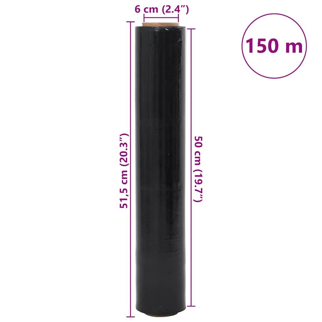 Pellicola estensibile 2 pz. Nero 30 µm 50 cm x 150 m PE Materiale da imballaggio per stoccaggio, trasporto e trasloco, materiale da imballaggio resistente agli strappi per cartone, merci e